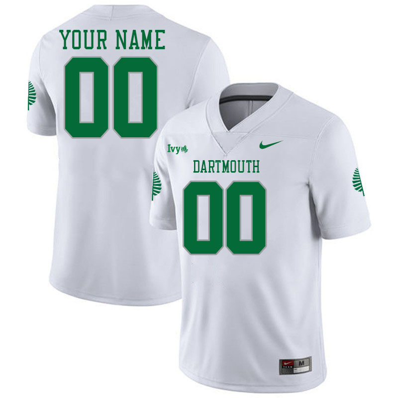 Custom Dartmouth Big Green Name And Number Football Jerseys Stitched-White